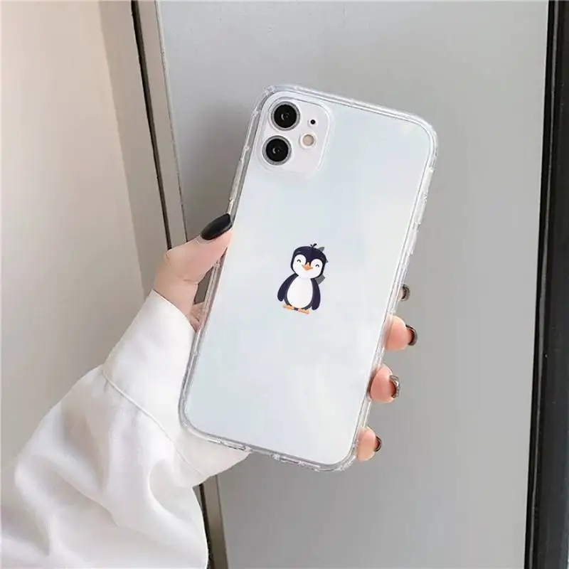 

penguin cute cartoon animal Phone Case Transparent soft For iphone 5 5s 5c se 6 6s 7 8 11 12 plus mini x xs xr pro max