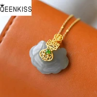 qeenkiss nc5214 fine jewelry wholesale fashion hot woman girl bride mother birthday wedding gift vintage ruyi 24kt gold necklace