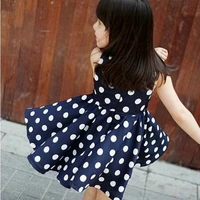 kids girls dresses chiffion polka dot pleated sundress bowknot belt dress for girl robe princesse enfant fille 2 6y18