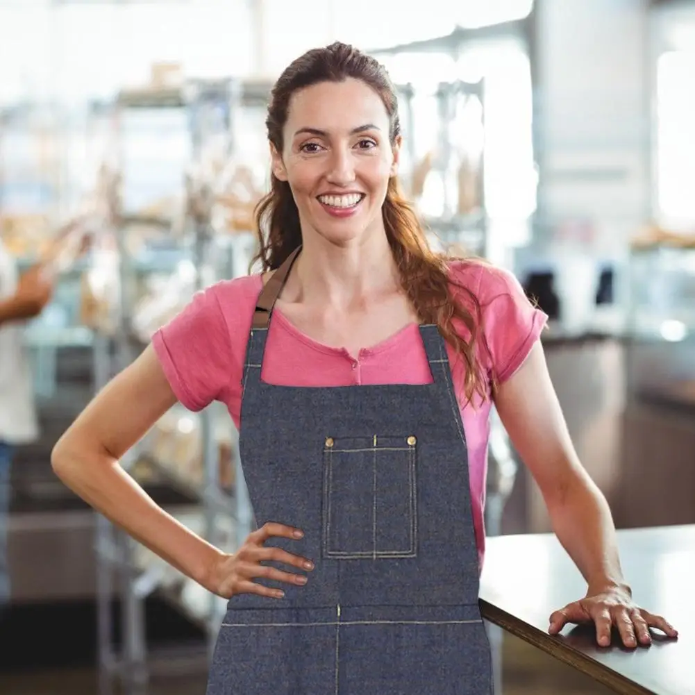 Красивые фартуки унисекс из денима для работы в кофейне тонкая работа не