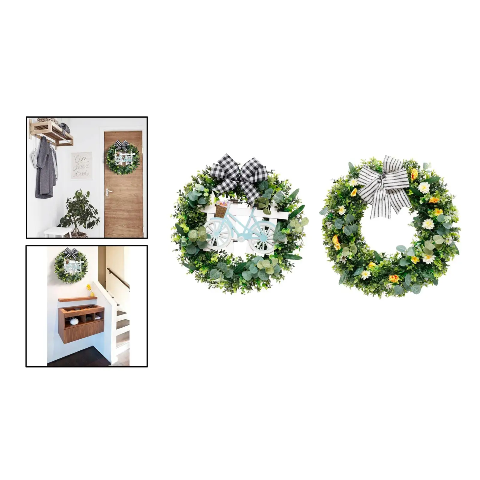 

20''Artificial Green Leaves Wreath Farmhouse Greenery Front Door Decor