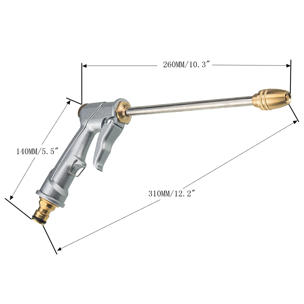 

High Pressure Car Wash Spray Gun Metal Copper Household Water Alloy Rotating Pipe Water Gun Head Garden Lawn Plating Spray Gun