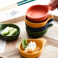 nordic ceramic saucer porcelain small plate with handle mini solid soy sauce seasoning taste dish household kitchen tableware
