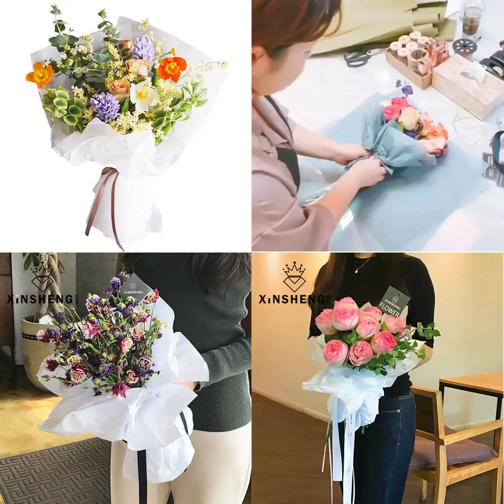 Однотонная оберточная бумага для цветов 70*50 см водонепроницаемая полупрозрачная