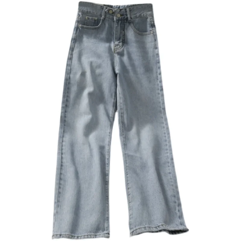 

Small Jeans Women's Straight Loose Women's Spring High Waist Slimming All-Match Wide Leg Pants Light Color Trousers Tide