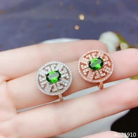 kjjeaxcmy boutique jewelry 925 sterling silver inlaid natural diopside gemstone female ring support detection exquisite fashion