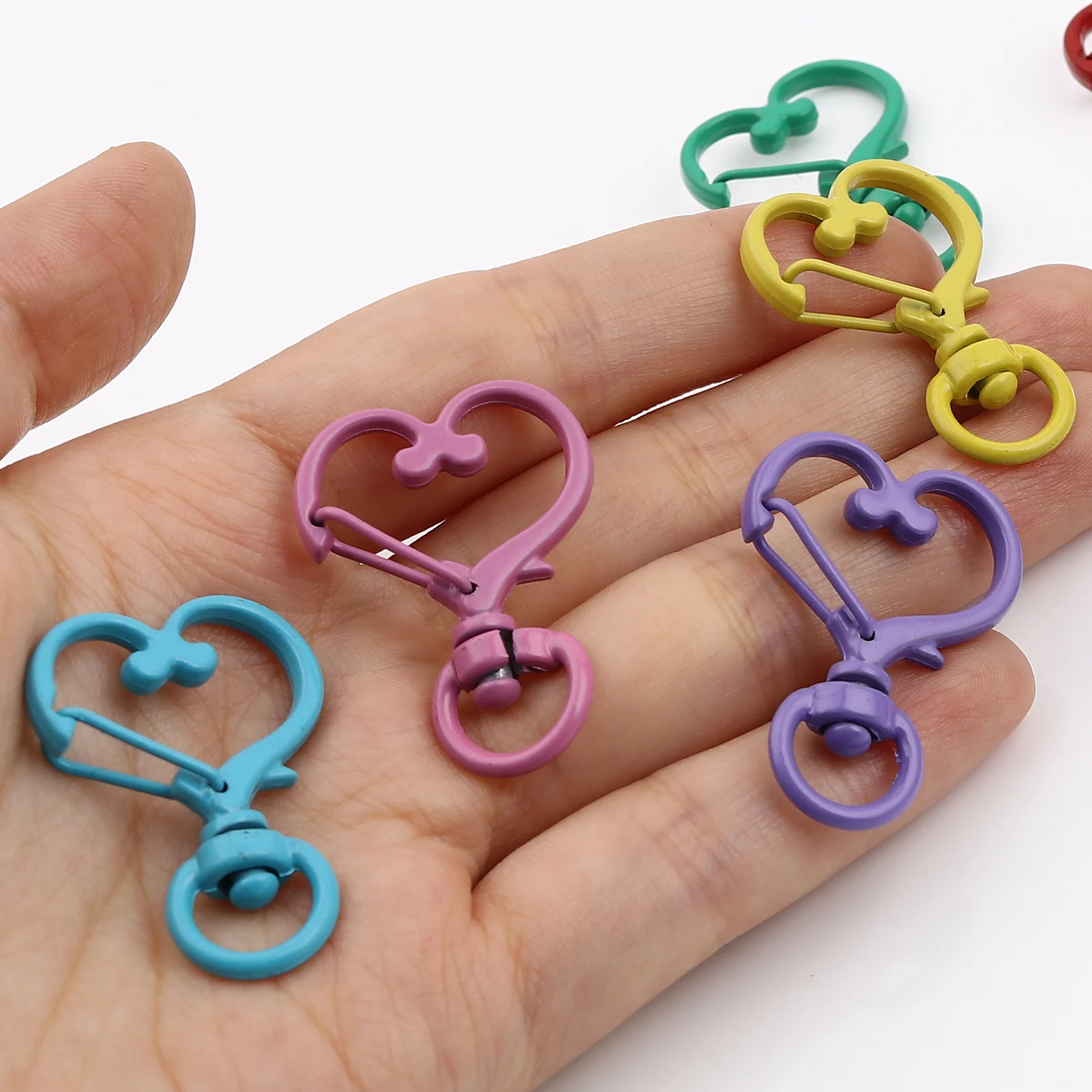 

10pc/lot Cute Heart Shape DIY Key Chains Lobster Clasps Hooks Key Chain Key Rings Trinkets Keychain Jewelry Findings Kids Gift