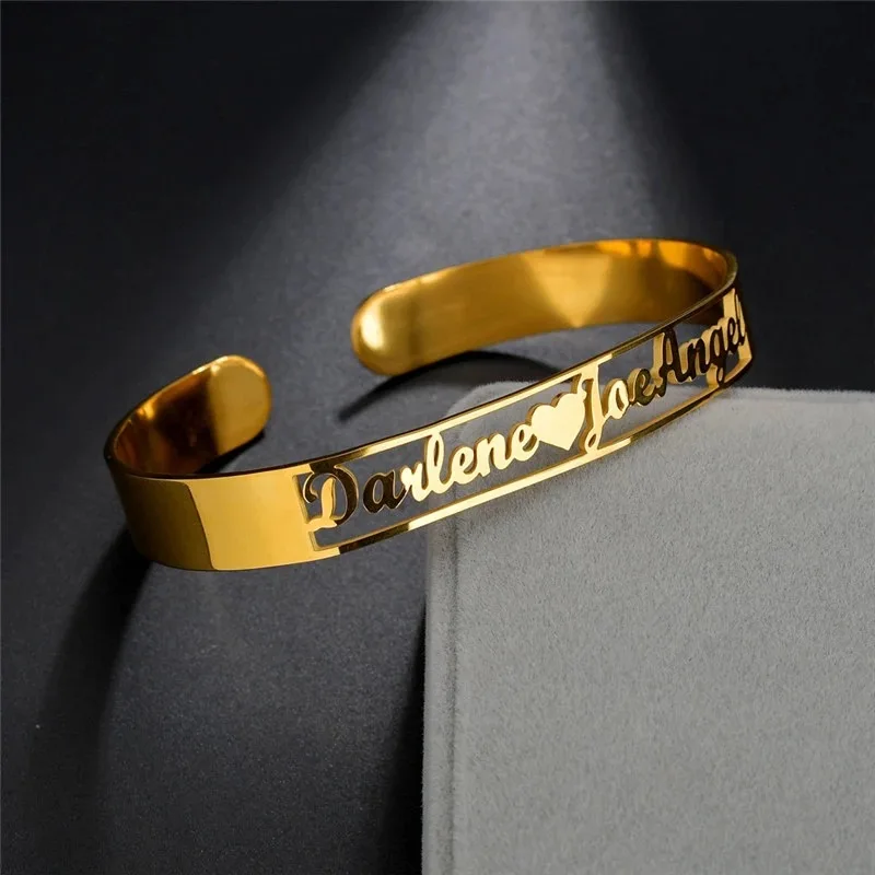 

Stainless steel bracelet DIY custom name letter bracelet bracelets gold stainless steel open bracelets custom gifts