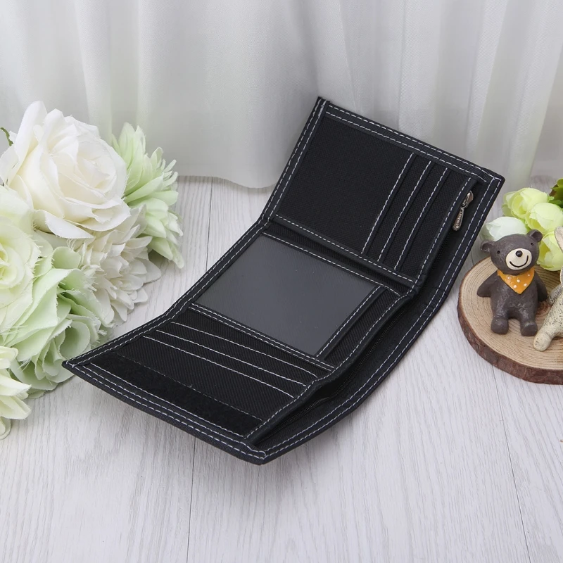 Мужской холщовый кошелек короткий дизайн карман на молнии для монет кредитных