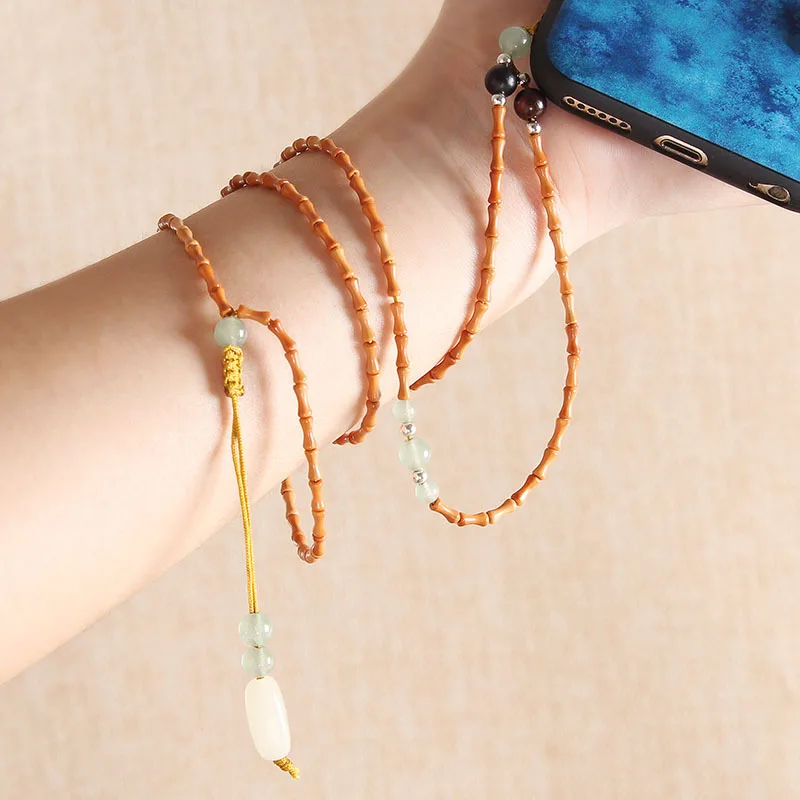 

Olive core bamboo phone chain necklace rope phone shell lanyard jade pendant mobile phone pendant detachable gift customization