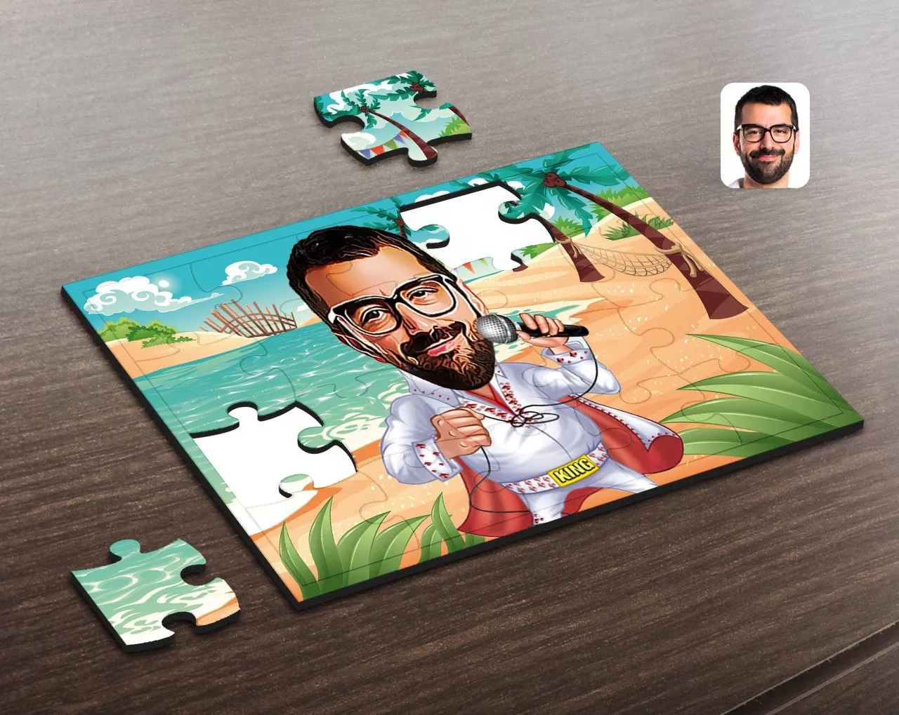 

Personalized Custom Elvis Presley Caricature Of Wooden Puzzle-1