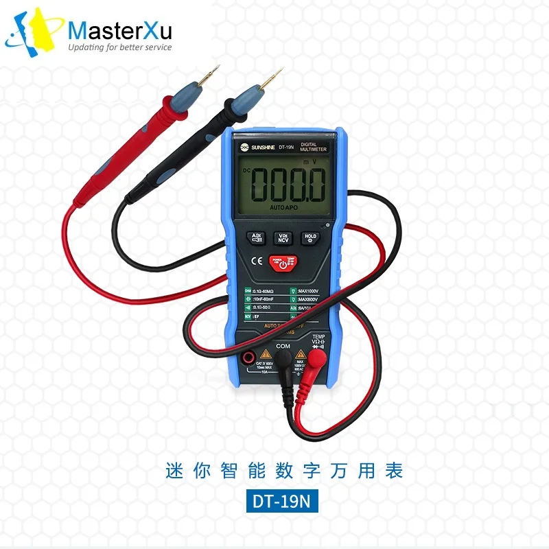

Sunshine DT-19N Mini Intelligent Digital Multimeter Measuring Voltage And Current Meter Digital Display Universal Meter