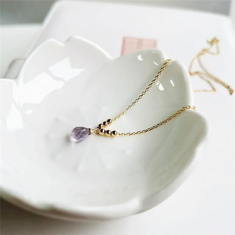 

DMBS541 5-6mm Amethyst Pendant Necklace 925 Sterling Silver Gemstones Pendant For Women