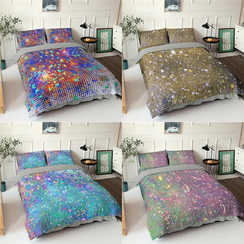 

3 Piece 3D Duvet Cover Digital Printing Bedding Set for Adults Kids with Pillowcase EU US Queen Size Geometric Bed Cover