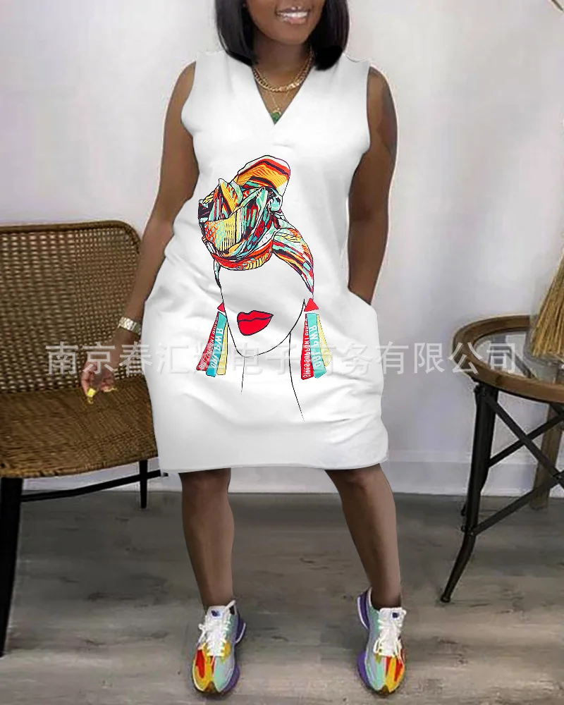 

V-neck print dress woman dress dress summer 2020 plus size dress