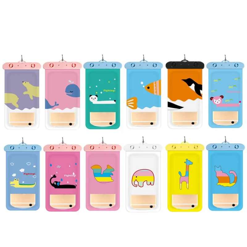 

Waterproof Phone Case Dry Bag Cartoon Patterns Printed High Strength Sealed Touch Screen Pouch Cover Package For6 inch Cellphone