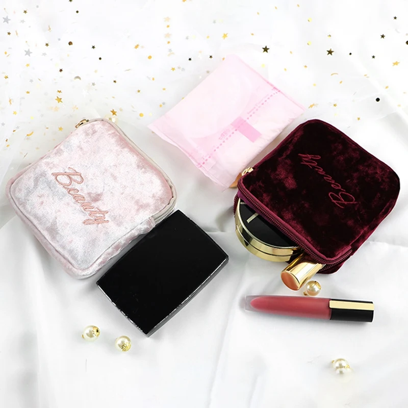 

New Diaper Sanitary Napkin Storage Bag flannel Pad Package Bag Coin Purse Jewelry Organizer Credit Card Pouch