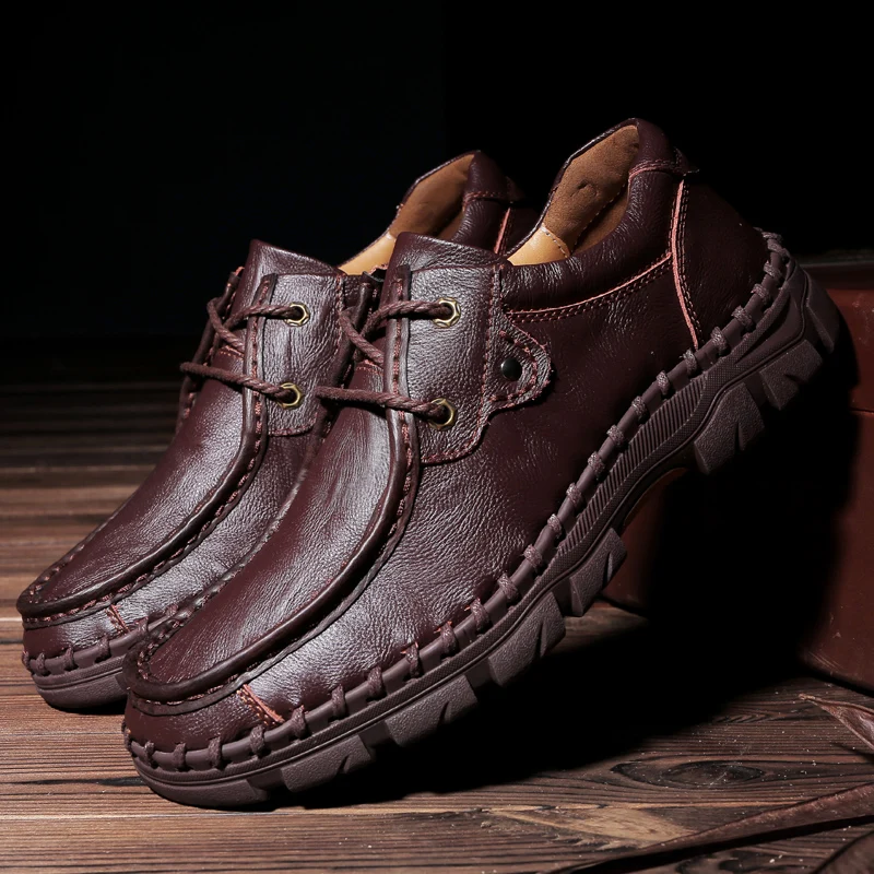 Business Formal Shoes 100% Cow Leather Casual Winter Men Loafers Slip On Fashion Moccasins Outdoor Tooling shoes size 48 | Обувь