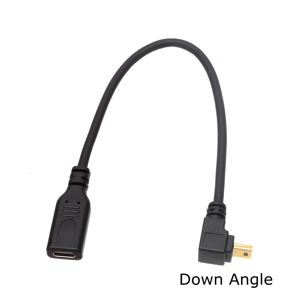 Кабель для зарядки и передачи данных Mini USB 25 см позолоченный 3 А 90 градусов вверх