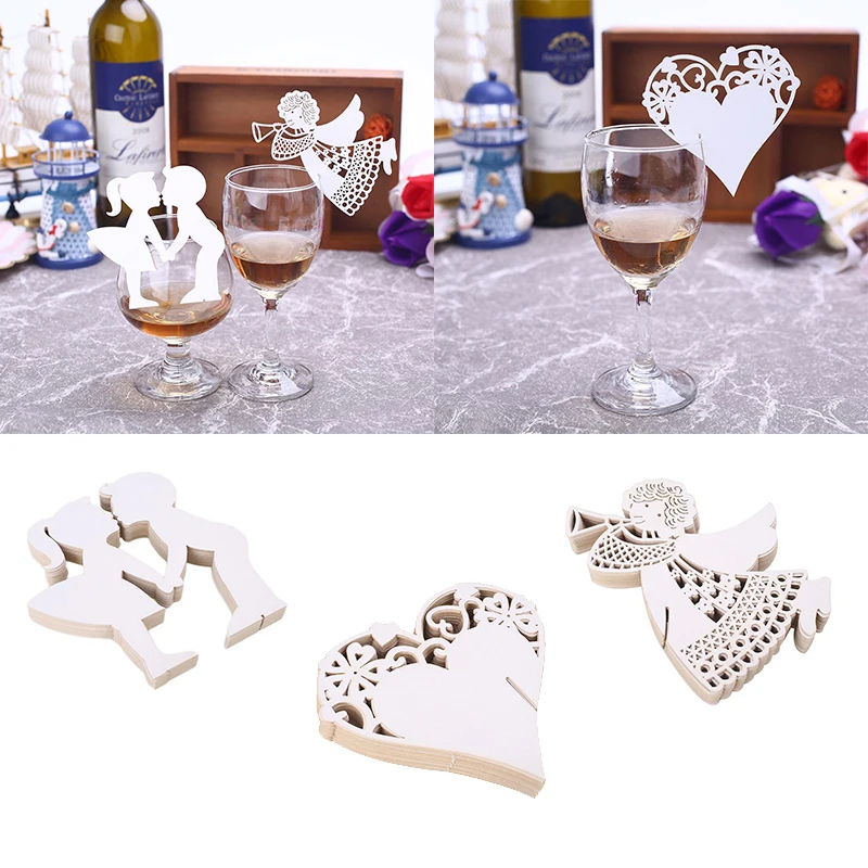 Name Place Card Escort Cup Cardboard Home Supplies Party Kiss Angel Heart Flower Practical Wine Glass Cards Gift Wedding | Дом и сад