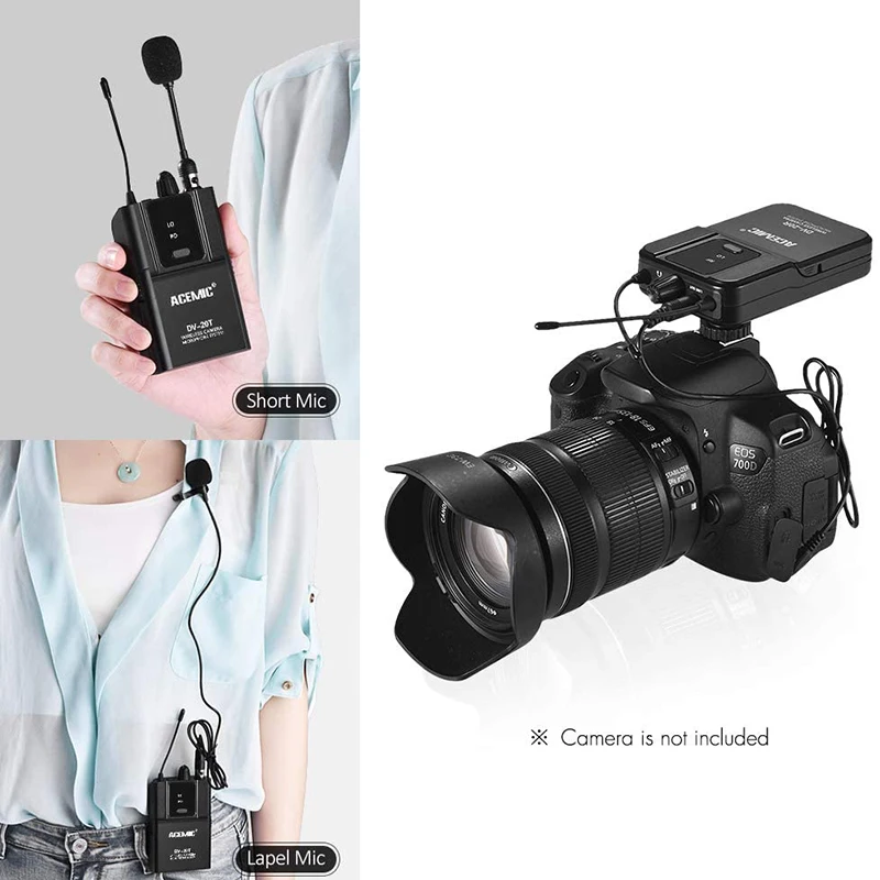 ACEMIC DV-20 UHF беспроводной микрофон с передатчиком и приемником совместим DSLR камерой