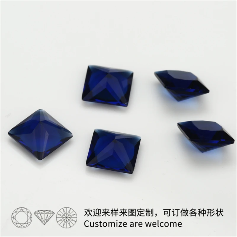 Size 2x2~12x12mm Blue Color Princess Shape Loose Glass Beads Synthetic Gems For Jewwlry Stone | Украшения и аксессуары