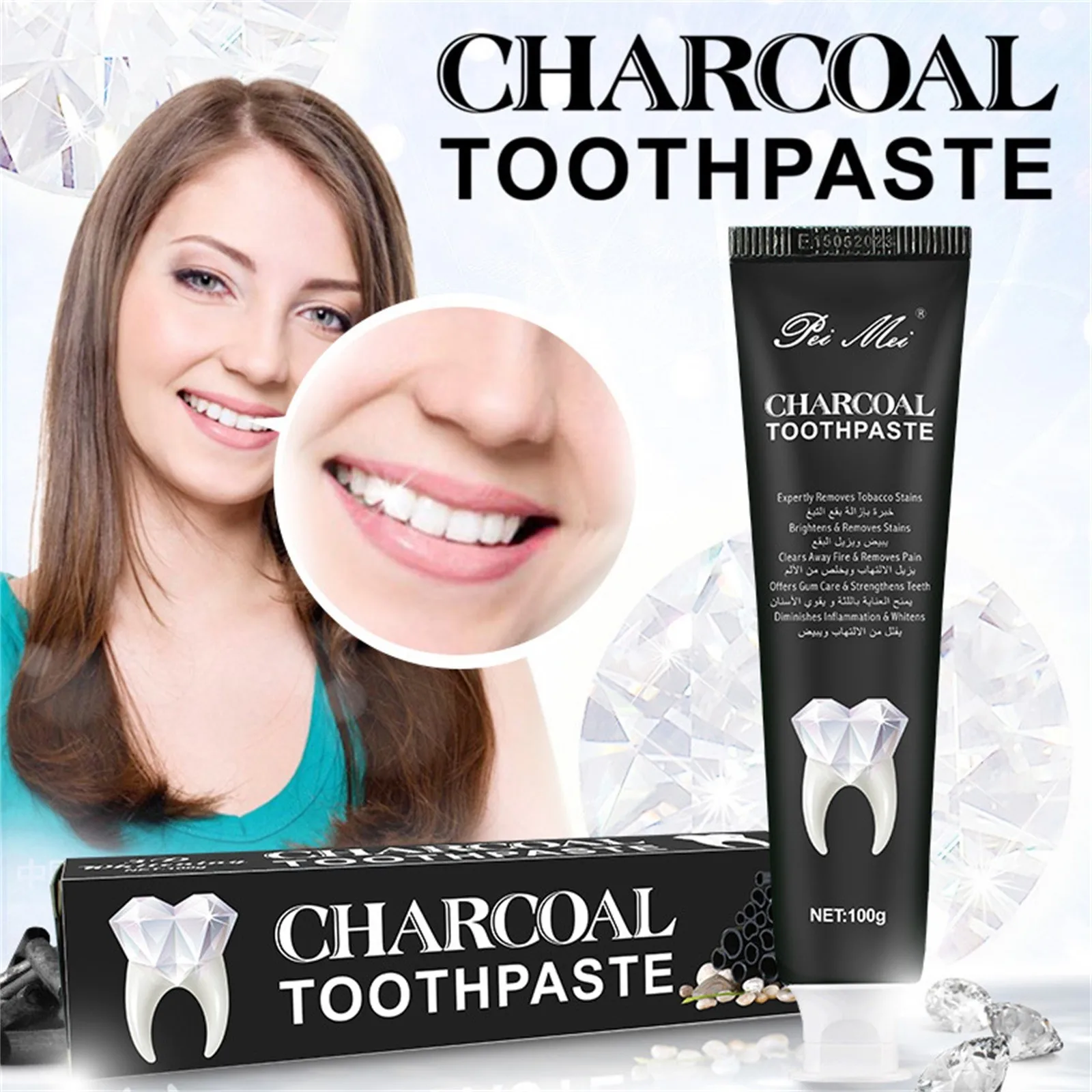 Зубная паста с древесным углем для чистки зубов полоски отбеливания свежего
