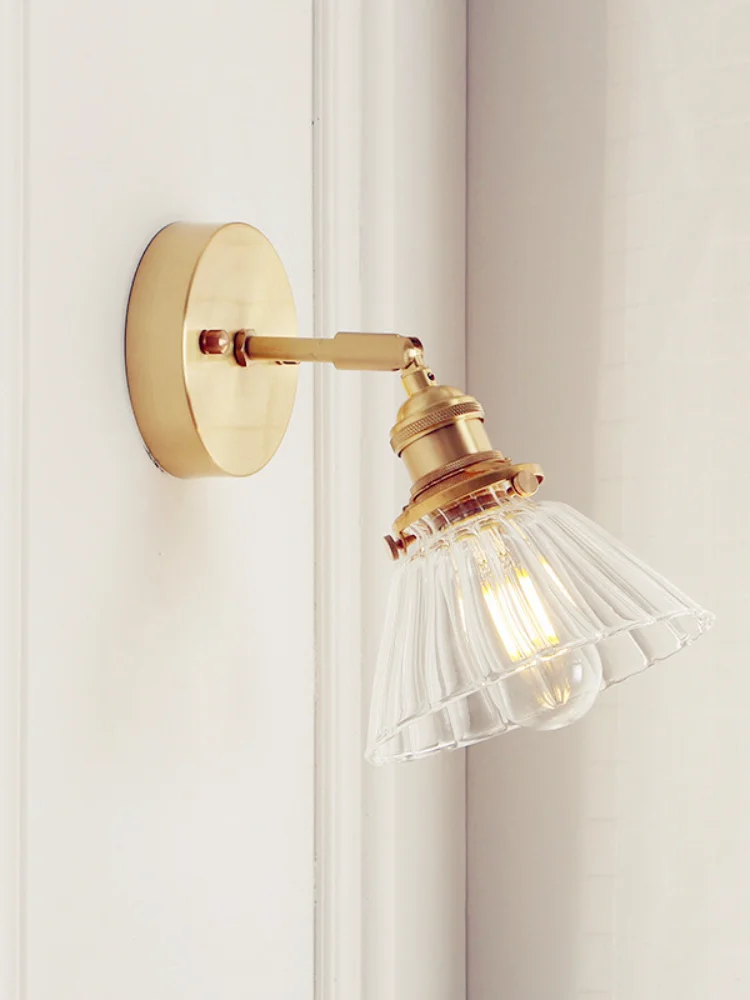 

Nordic Glass Wall Lamp Beside Bedroom Bathroom Mirror Light Japan Style LED Wall Sconces Vintage Edison Lighting Luminaire