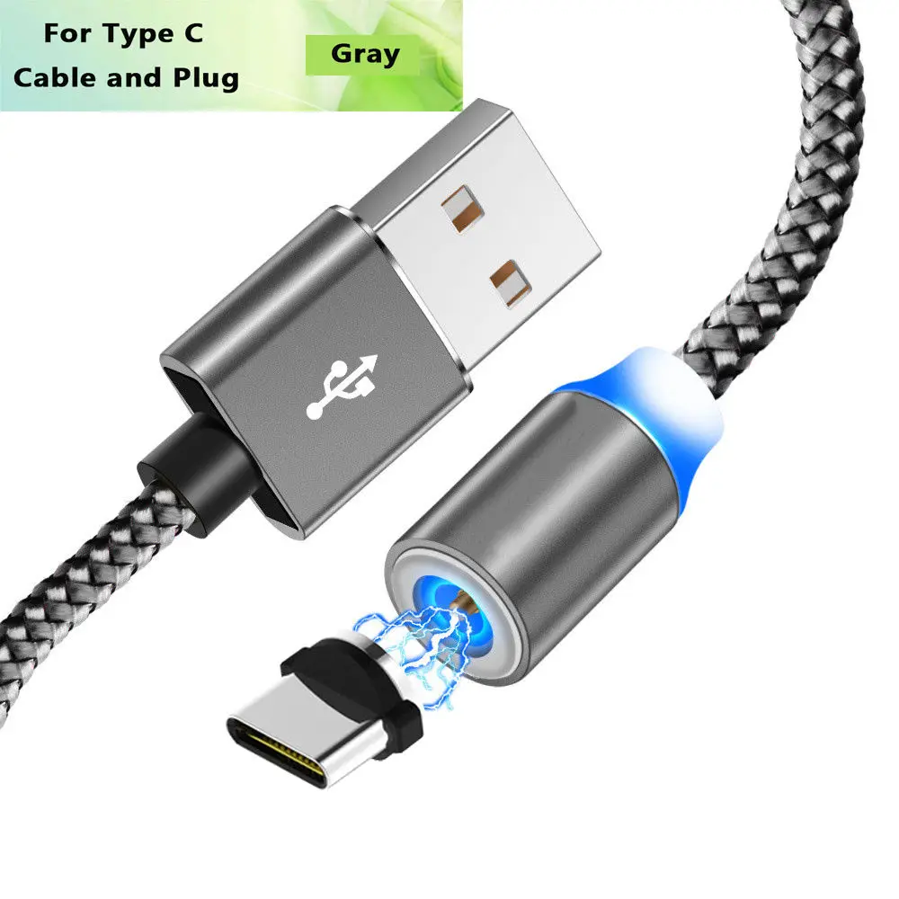 Gray Type C Cable Магнитный зарядный кабель для быстрой зарядки Micro usb type C кабель для iPhone 11 Pro Max samsung Xiaomi Мобильный телефон USB C Магнитный провод - Цвет: Gray Type C Cable