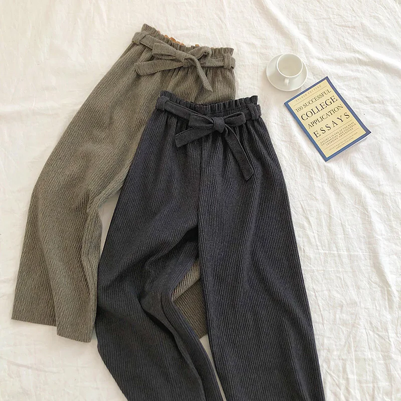 Женские шерстяные брюки с широкими штанинами повседневные Свободные высокой