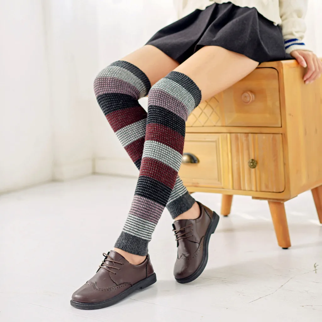 2020 сексуальные женские чулки гетры полосатые длинные носки до бедра эротические