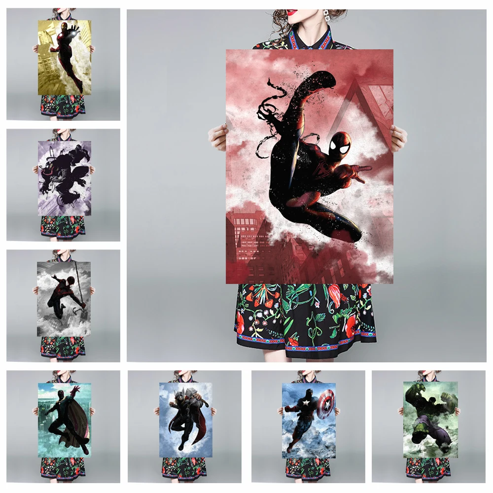 Мультфильм герой фильм Халк Тор Человек паук настенная живопись холст железный