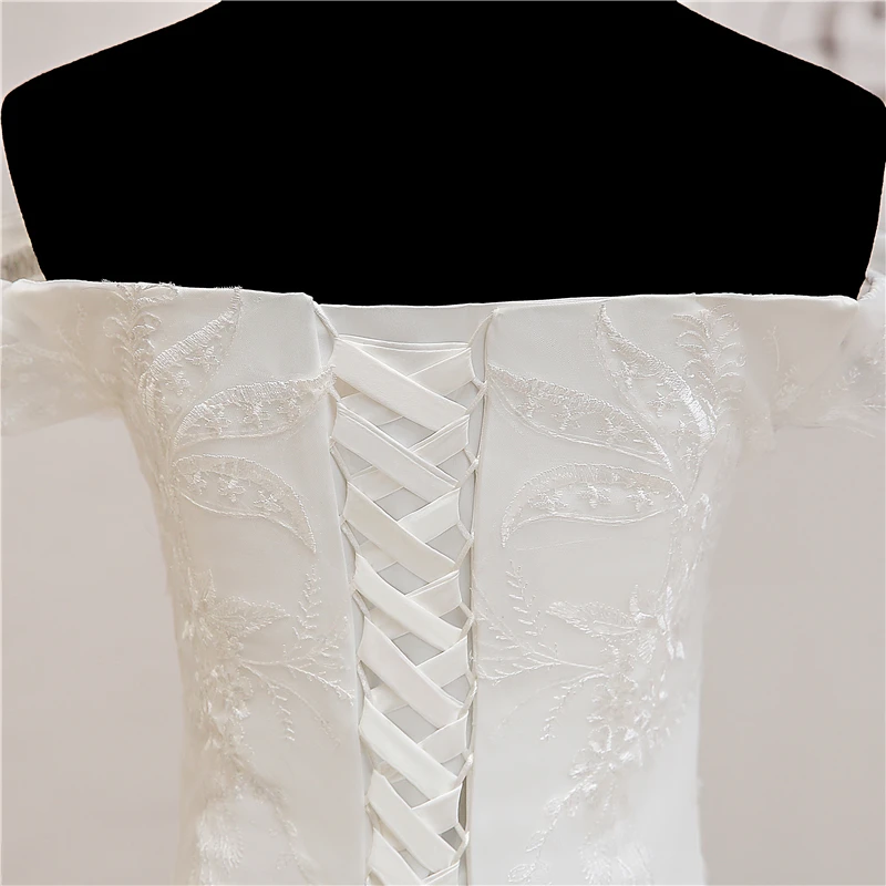 

Newest Robe De Mariee Grande Taille Wedding Dress Lace Boat Neck off shoulder Ball Gown Princess Plus Size Vintage Brides 7
