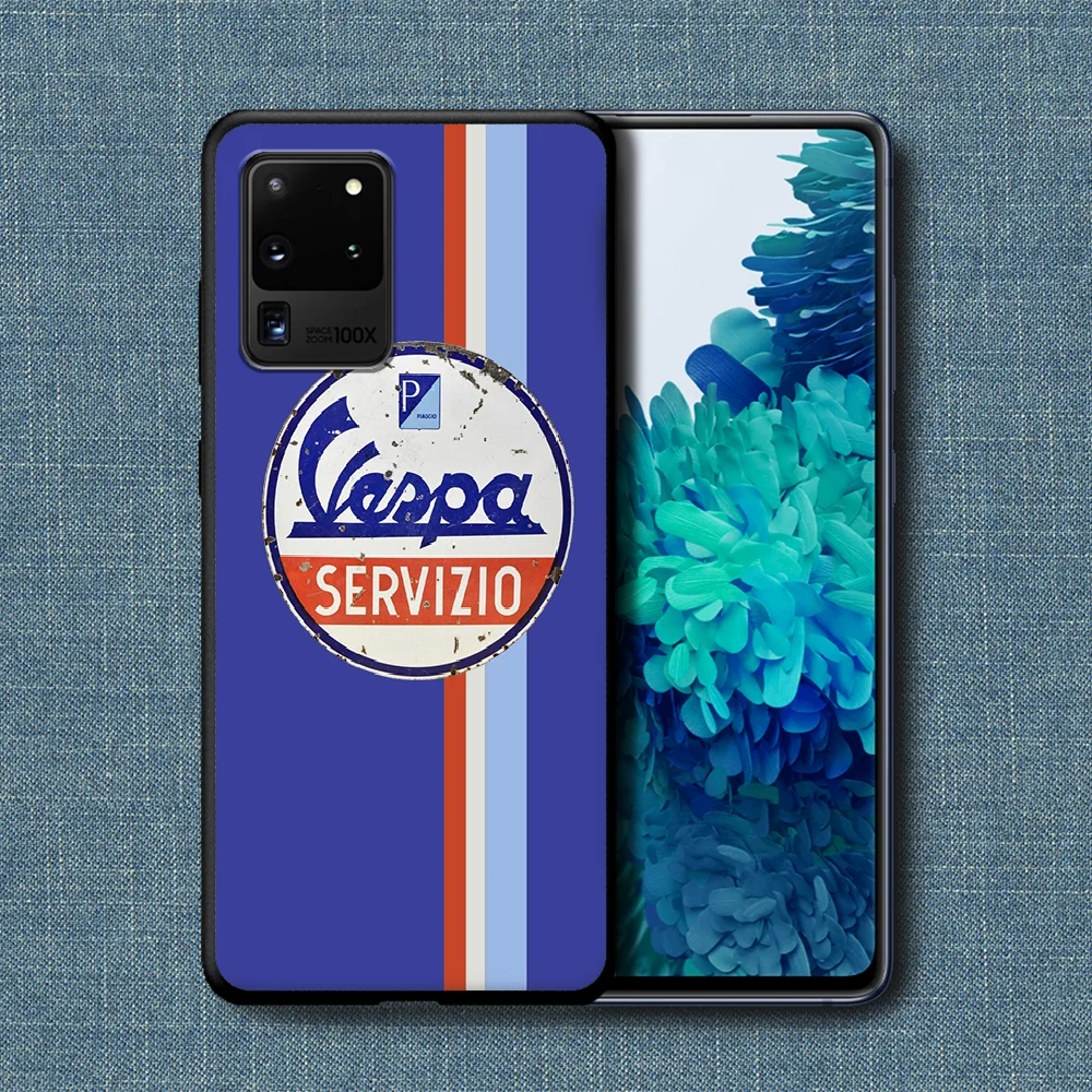 

Vespa Scooter Phone Case For Samsung Galaxy Note S 8 9 10 20 Plus E Lite Uitra black Back Luxury Shell Tpu Etui 3D Prime Trend