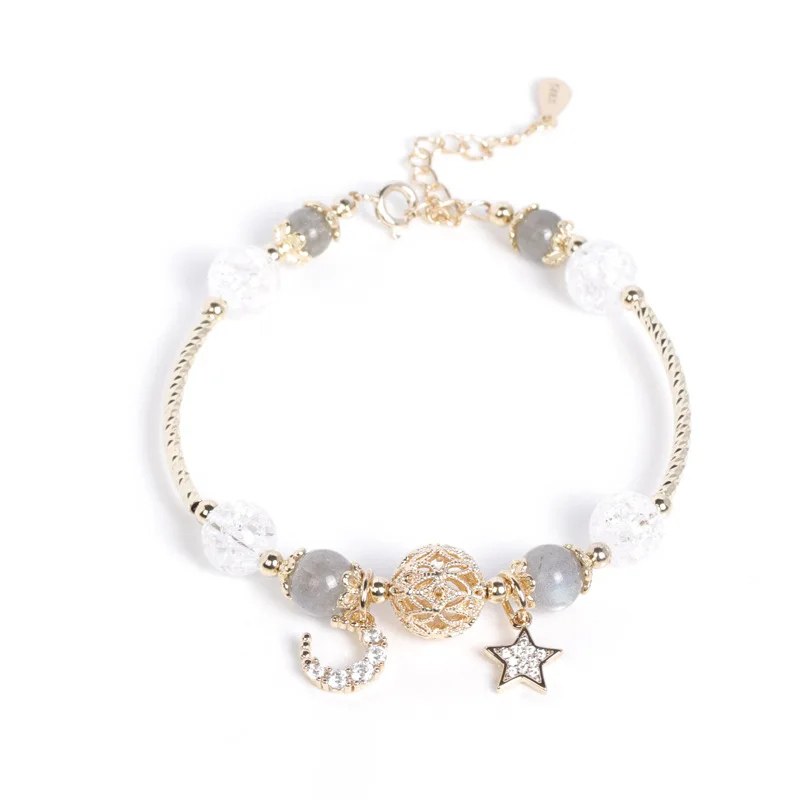 

Rock crystal bracelet white flower moonstone transshipment lucky love peach blossom couple gift jewelry women