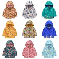 2021 fashion cartoon printed spring autumn outerwear kids windproof hooded rain coat baby girls boys hoodie jackets 18m 6t