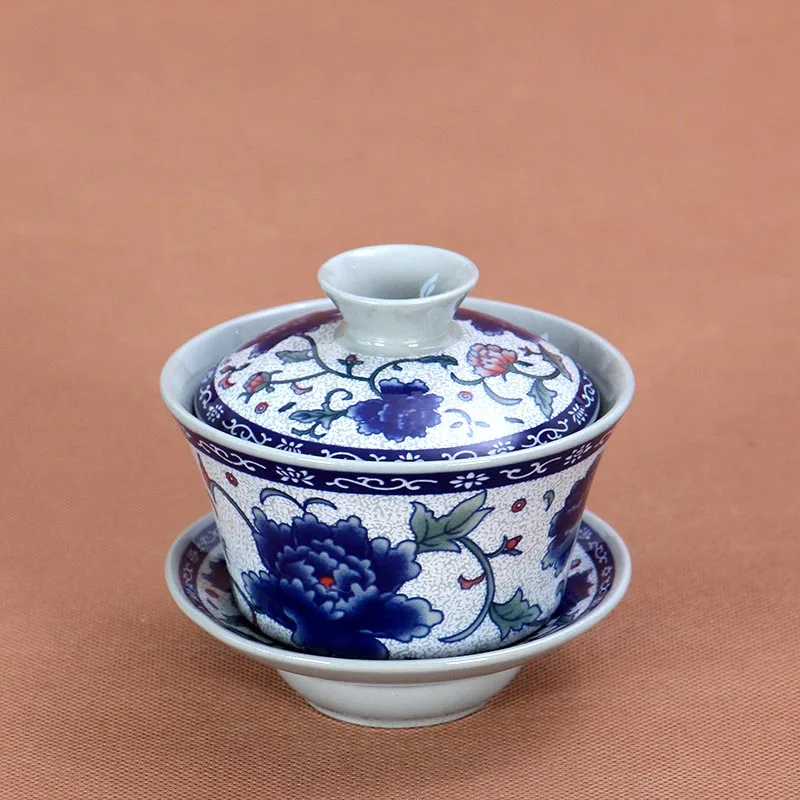 Бело голубой фарфор Gaiwan 130 мл/180 мл керамическая чашка для чая с блюдцем набор