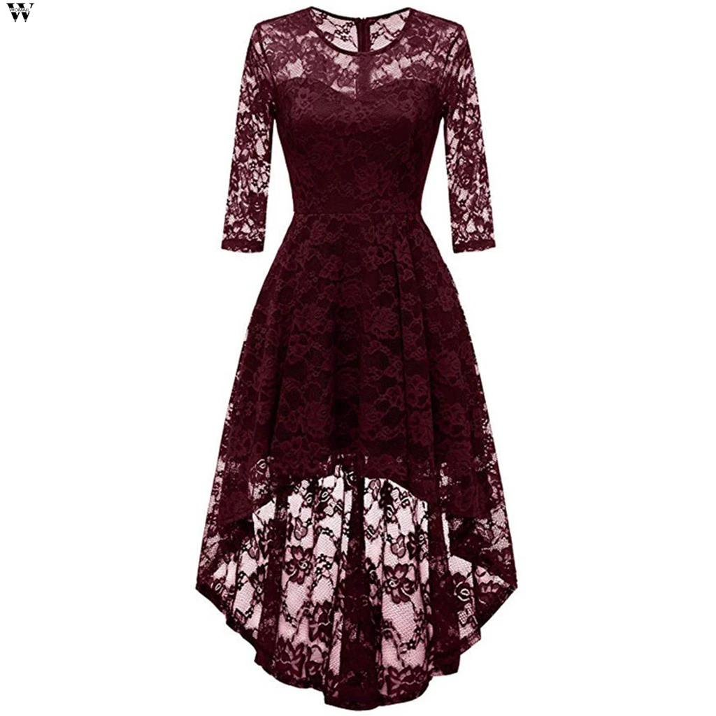 Женское кружевное мини вечернее платье с рукавом три четверти большие размеры