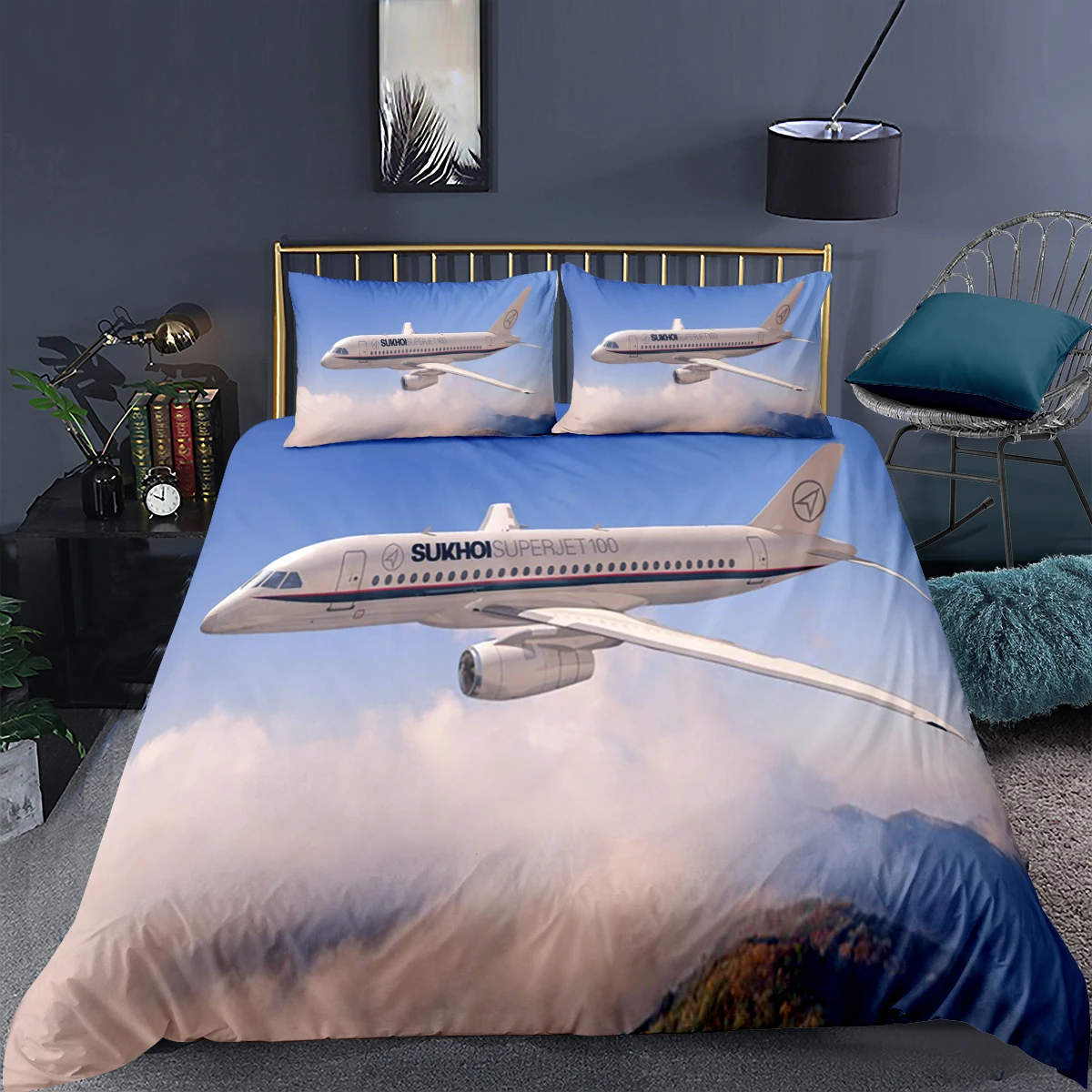 

Sky Aircraft Duvet Cover Bedding Set Home Textile 2/3pcs 3D Print Bedclothes Pillowcase King Queen Single Twin Full Size135x200