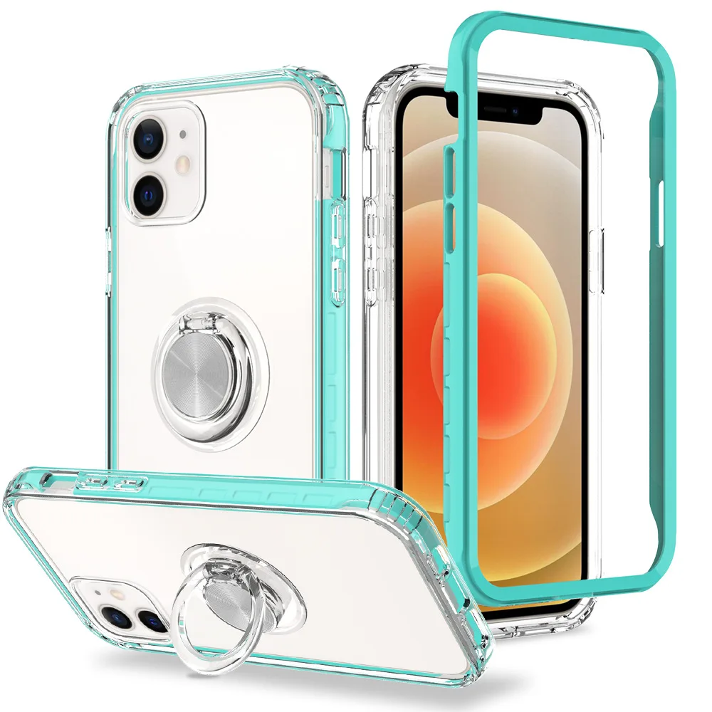 

Suitable for iPhone 12 pro max up and down cover three anti-phone case ring buckle bracket case