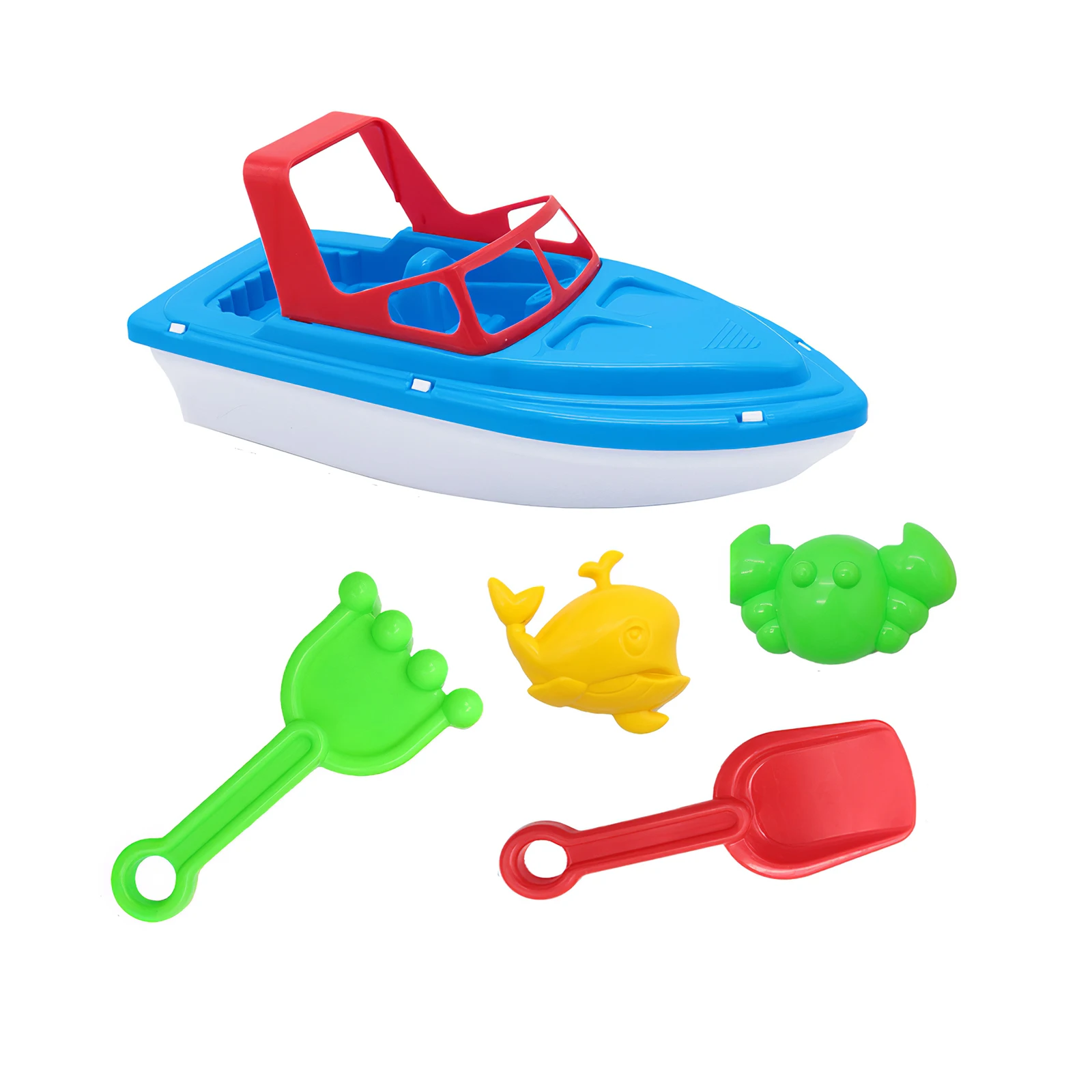 

5 In 1 Beach Boat And Shovels Toy Safety Kids Beach Toy With Sand Scoop Plastic Tool For Kids Children Outdoor Summer Sand Toy