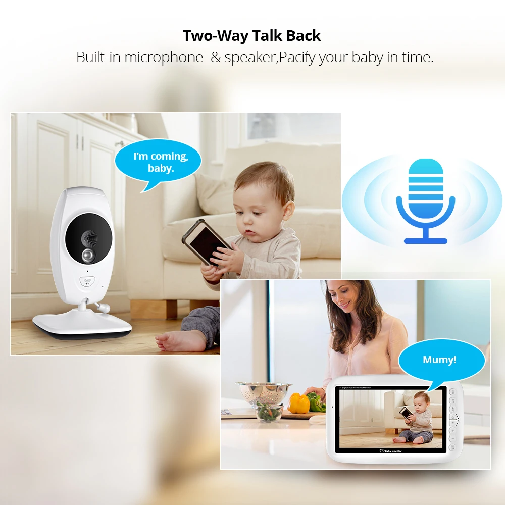 7-дюймовый беспроводной радионяня с высоким разрешением ночное видение