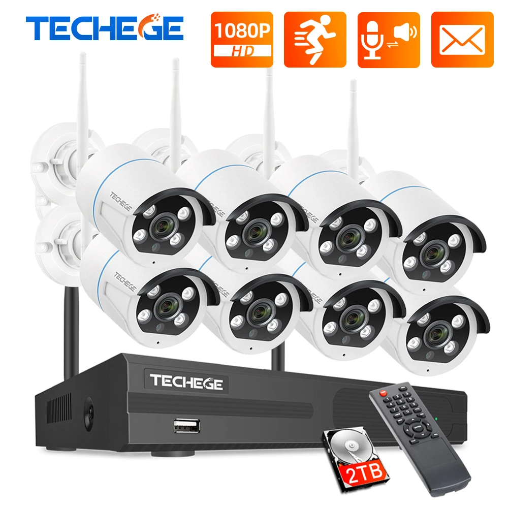 Techege 8CH NVR комплект 1080P беспроводная камера видеонаблюдения системы безопасности