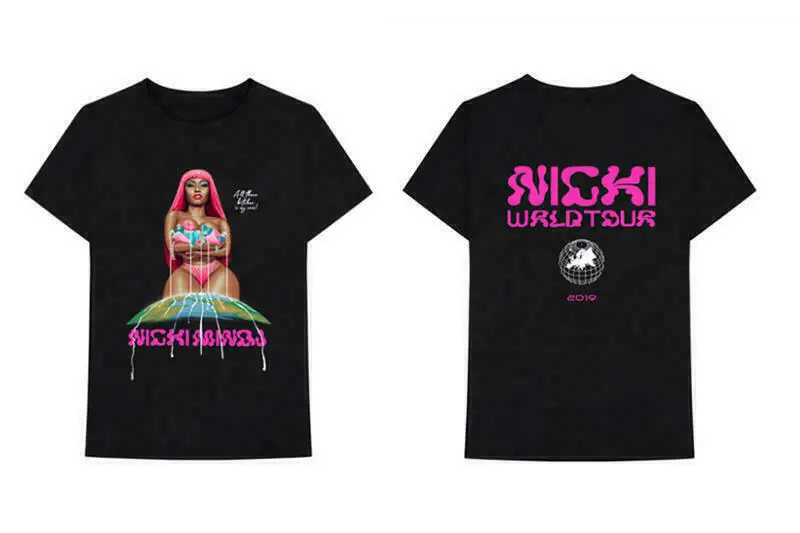 Новинка года; хлопковая Футболка Nicki Minaj 'Nicki WRLD Tour'; футболка с S-3XLShort рукавами; ; chea - Цвет: Черный