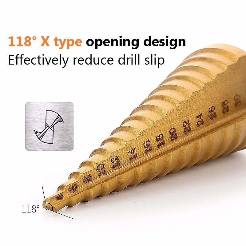 Набор ступенчатых конических сверл LAMEZIA 3 шт. из быстрорежущей стали с титановым