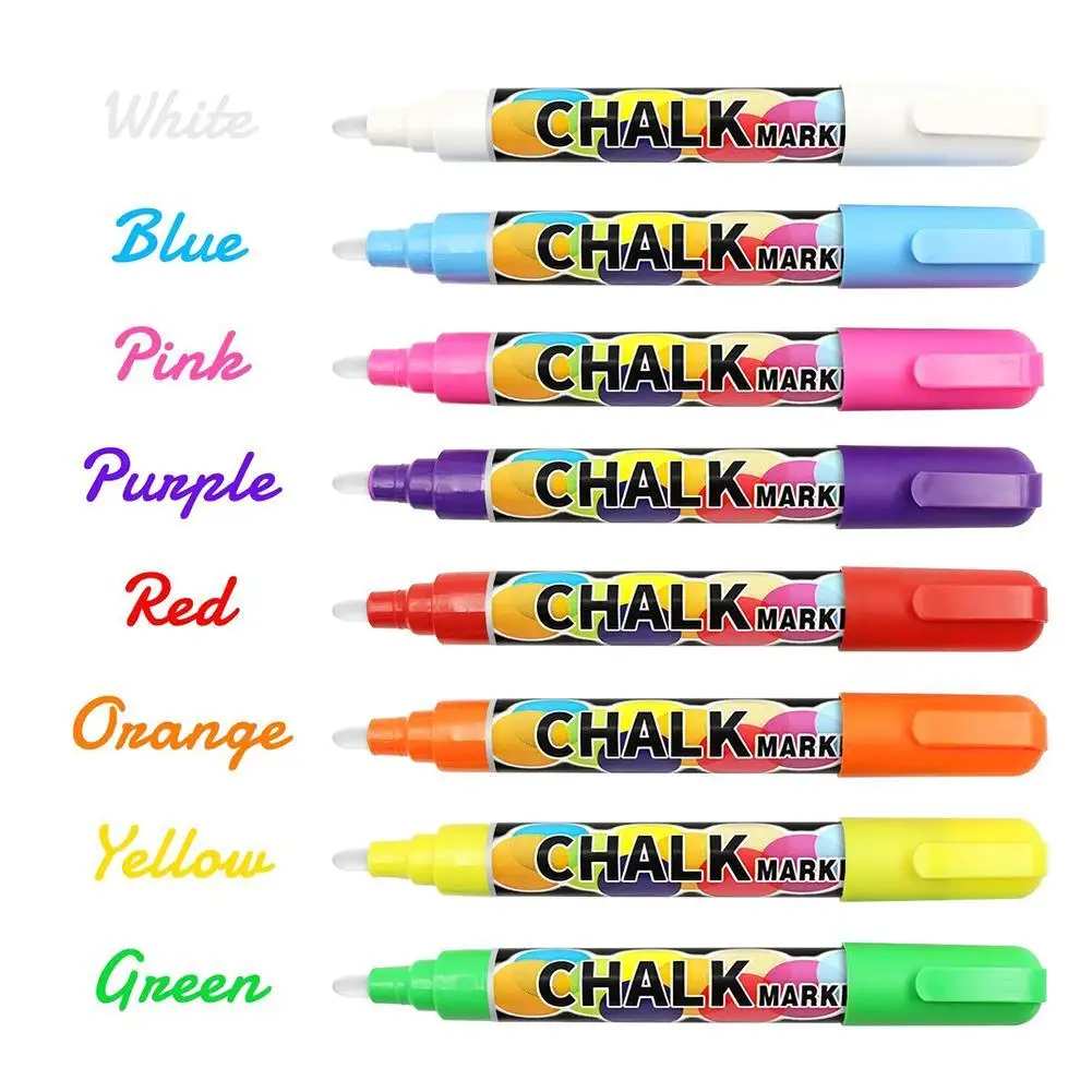 8 цветов жидкий мелковый Маркер ручки стираемые разноцветные хайлайтеры LEDWriting
