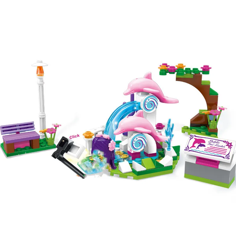 327 шт. наборы блоков для девочек игрушки принцессы голубой кит аквариум