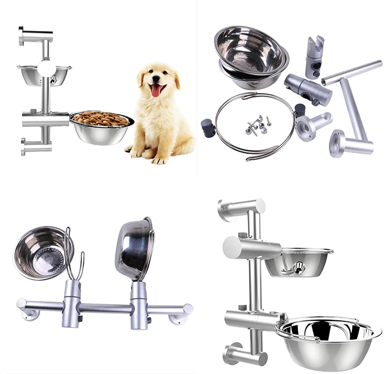 

QQQPET Lifting Pet Bowls Stainless Steel Pet Double Bowls Dog Cat Stainless Feeder Height Adjustable Bowls Feeders