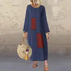 Женский сарафан ZANZEA 2021, кафтан, повседневное летнее платье макси, туника с длинным рукавом, женское платье с круглым вырезом