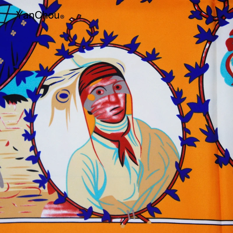 Шелковый саржевый квадратный шарф Женский Большой дизайнерский платок палантин